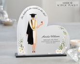 Heart shape Acrylic Graduation Plaque in White Gown